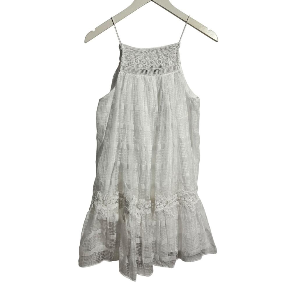 Zara Dress Women S White Halter Lace Babydoll Mini NWT Bohemian Cottage Wedding